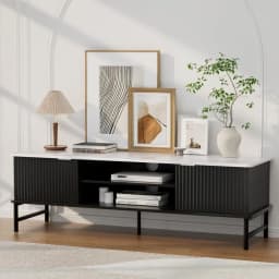 Modern 140CM TV Cabinet Entertainment Unit Storage Stand for Living Room Wooden Media Console with Shelves and Open Compartments