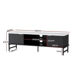 Modern 140CM TV Cabinet Entertainment Unit Storage Stand for Living Room Wooden Media Console with Shelves and Open Compartments