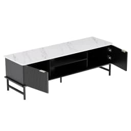 Modern 140CM TV Cabinet Entertainment Unit Storage Stand for Living Room Wooden Media Console with Shelves and Open Compartments