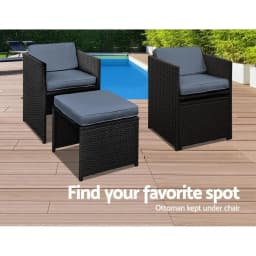 11 Piece Outdoor Wicker Dining Set Black Patio Table and Chairs with Cushions