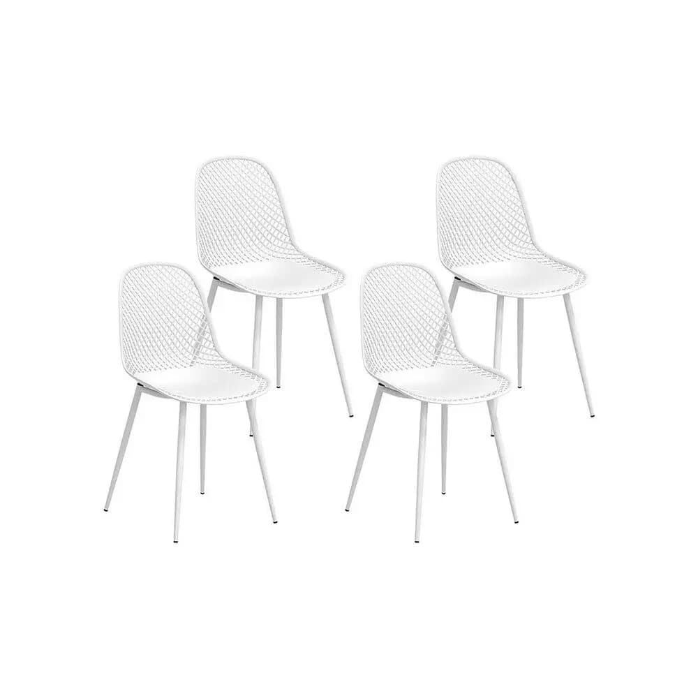 4PCS Outdoor Dining Chairs PP Lounge Patio Garden Furniture White Modern Stackable Durable Chair Set