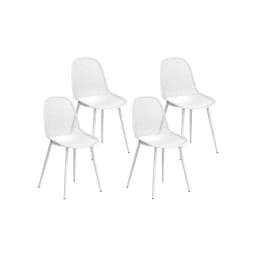 4PCS Outdoor Dining Chairs PP Lounge Patio Garden Furniture White Modern Stackable Durable Chair Set