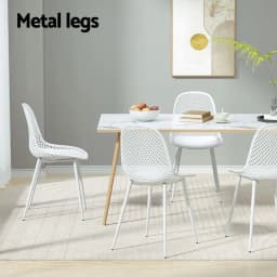 4PCS Outdoor Dining Chairs PP Lounge Patio Garden Furniture White Modern Stackable Durable Chair Set