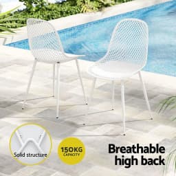 4PCS Outdoor Dining Chairs PP Lounge Patio Garden Furniture White Modern Stackable Durable Chair Set