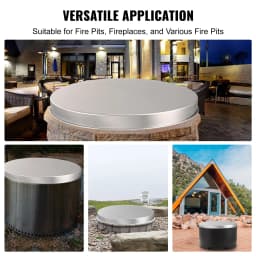 SucceBuy Fire Pit Cover Lid27inch Portable Firepit Spark Screen Stainless Steel Steel Metal Cover Camping Stove Accessory