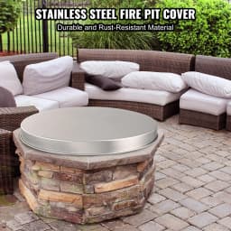SucceBuy Fire Pit Cover Lid27inch Portable Firepit Spark Screen Stainless Steel Steel Metal Cover Camping Stove Accessory
