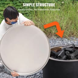 SucceBuy Fire Pit Cover Lid27inch Portable Firepit Spark Screen Stainless Steel Steel Metal Cover Camping Stove Accessory