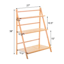 3 Tier Foldable Bamboo Plant Stand Planter Organizer Plants Display Shelf for Indoor Outdoor