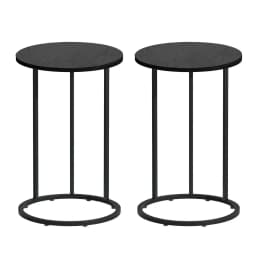 C Shaped End Table Set of 2 Round Black Coffee Side Tables for Living Room Bedroom Sofa Snack Laptop Use