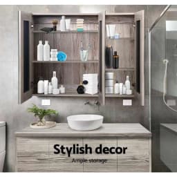 Bathroom Mirror Cabinet 900x720mm Oak Wall Mounted Bathroom Storage Cabinet with Mirror Door Home Furniture