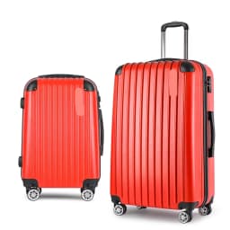 20 28 Inch Luggage 2 Set with TSA Lock Spinner Carry On Hard Shell Travel Suitcase Red