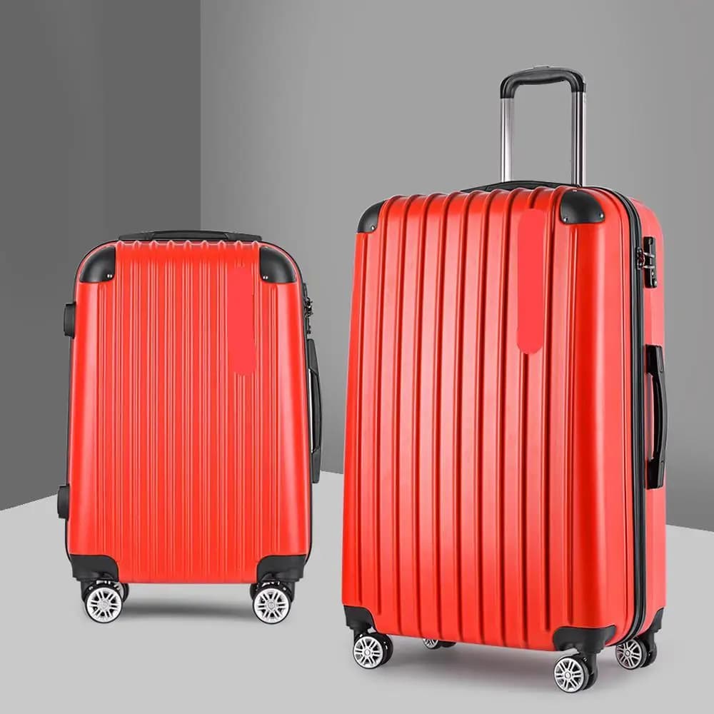 20 28 Inch Luggage 2 Set with TSA Lock Spinner Carry On Hard Shell Travel Suitcase Red