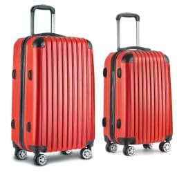 20 28 Inch Luggage 2 Set with TSA Lock Spinner Carry On Hard Shell Travel Suitcase Red