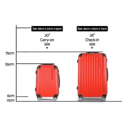 20 28 Inch Luggage 2 Set with TSA Lock Spinner Carry On Hard Shell Travel Suitcase Red