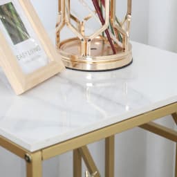 LUVODI Modern 2-Tier Storage Coffee Side Table with Sintered Stone Tabletop Metal Frame Square Living Room Sofa End Tables