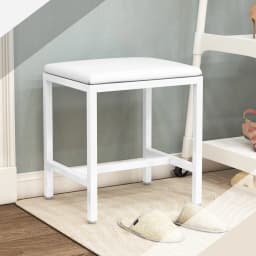 White Padded Dressing Table Stool Makeup Chair for Bedroom Living Room Vanity Comfortable Seat