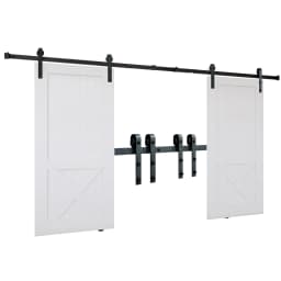 SucceBuy 8/10FT Sliding Barn Door Hardware Kit 330 LBS Heavy Duty Barn Door Track Kit for Double Doors with Smooth Silent Pulley