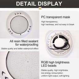 PORIYA 55W Resin Filled Underwater Swimming Pool Light LED RGB with Remote Controller