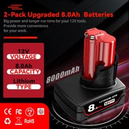 1/2/4Pcs 8.0Ah M12 Replace for Milwaukee 12V Li-on Battery Pin 48-11-2401 48-11-2412 48-11-2411 Suit for Cordless Power Tools