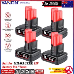 1/2/4Pcs 8.0Ah M12 Replace for Milwaukee 12V Li-on Battery Pin 48-11-2401 48-11-2412 48-11-2411 Suit for Cordless Power Tools