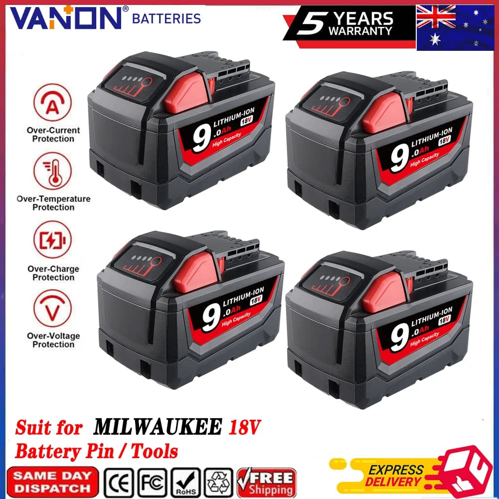 1/2/4Pcs 9.0Ah M18 Replace for Milwaukee 18Volt Li-on Battery Pin 48-11-1810 48-11-1820 48-11-1850 48-11-1860 Power Tool Battery