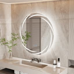 LUVODI 80cm Round Backlit Bathroom Mirror LED Illuminated Wall Mounted Vanity Mirror with Anti-Fog Feature
