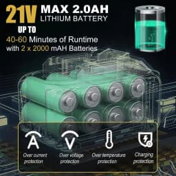 Electric Weed Wacker Battery Powered,( ordless Weed Trimmer with 21V Battery Operated Charger Wheels 26 Blades, No-String Brush