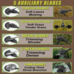 Electric Weed Wacker Battery Powered,( ordless Weed Trimmer with 21V Battery Operated Charger Wheels 26 Blades, No-String Brush