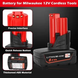 VANON M12 Battery 12V 8.0Ah Rechargeable Battery Pin with Light For Milwaukee M-12 Tool 48-11-2402 48-11-2411 48-11-2401