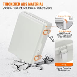 SucceBuy Outdoor Electrical Junction Box ABS Plastic&Hinged Cover Stainless Steel Latch IP67 Waterproof to Electrical Projects