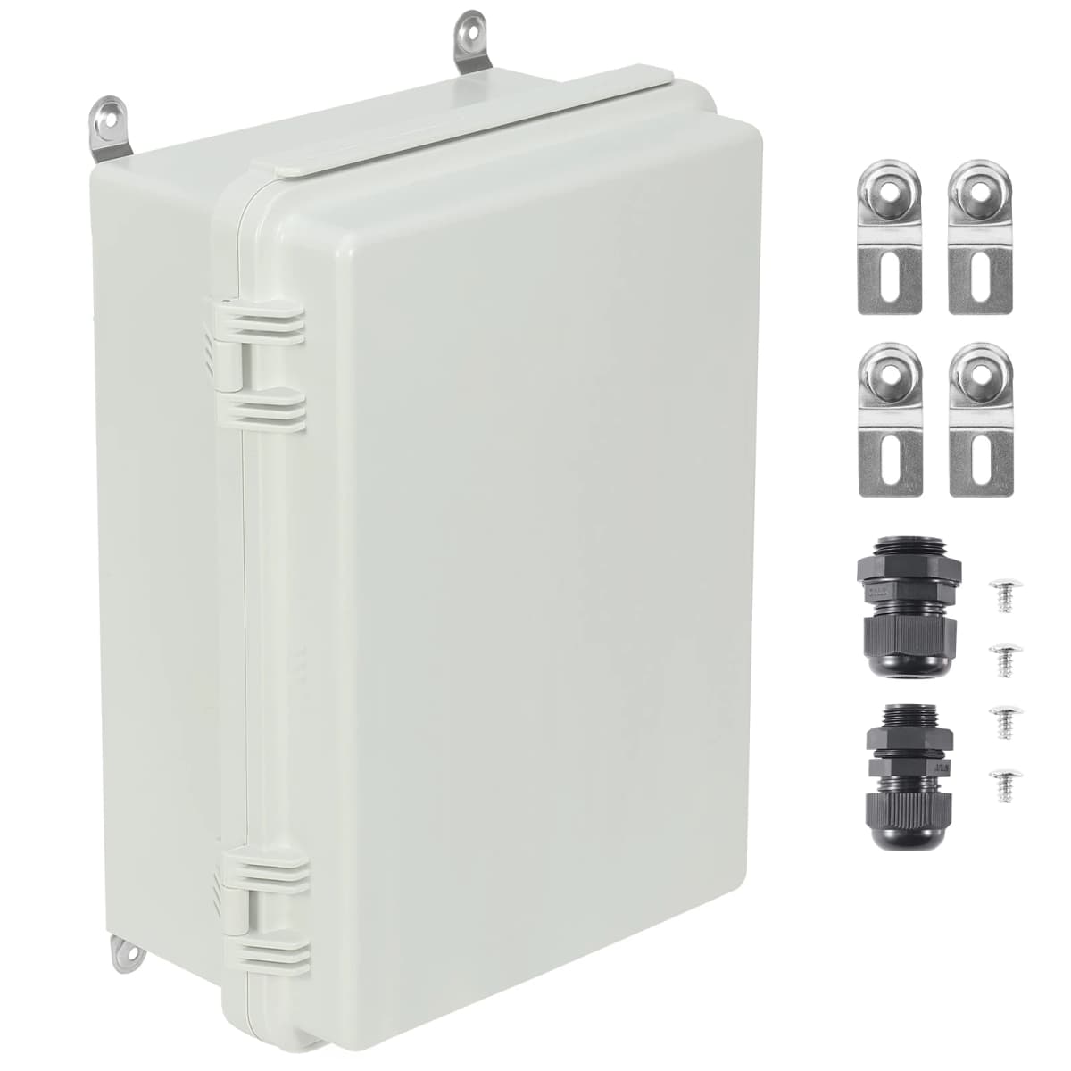 SucceBuy Outdoor Electrical Junction Box ABS Plastic&Hinged Cover Stainless Steel Latch IP67 Waterproof to Electrical Projects
