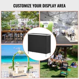 SucceBuy Folding Portable Bar Table Tradeshow Podium Table for Party Picnic Exhibition Include Storage Shelf Carrying Case Skirt