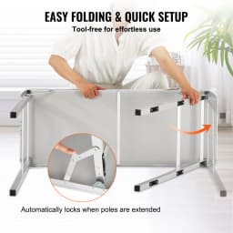 SucceBuy Folding Portable Bar Table Tradeshow Podium Table for Party Picnic Exhibition Include Storage Shelf Carrying Case Skirt