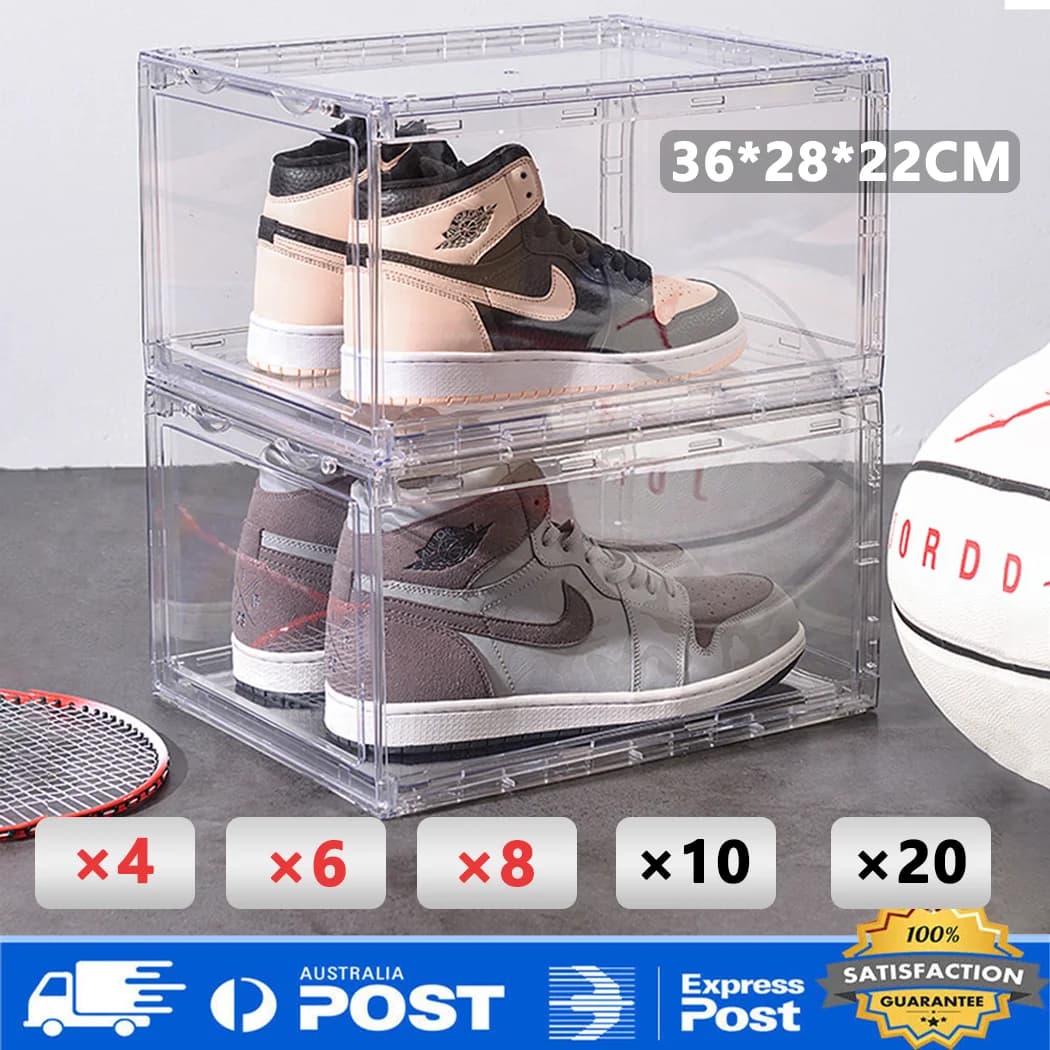 PORIYA Premium Sneaker Display Shoe Box Storage Clear Acrylic Boxes Side Stackable AU