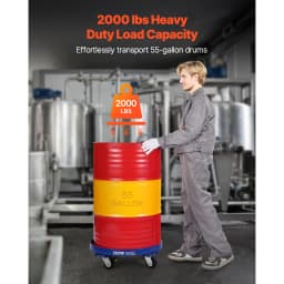 SucceBuy 2000lbs Drum Dolly 55 Gal Barrel Mobile Base with Cross Braces & 4 Swivel Wheels Hand Truck for Warehouse Drum Handling