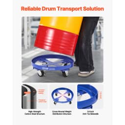 SucceBuy 2000lbs Drum Dolly 55 Gal Barrel Mobile Base with Cross Braces & 4 Swivel Wheels Hand Truck for Warehouse Drum Handling