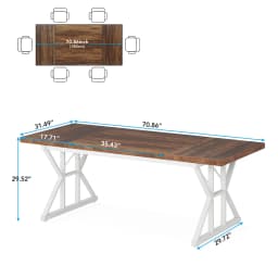 Tribesigns 70-inch Dining Table for 4-6, Farmhouse Kitchen Table with Large Tabletop, Rectangular Dinner Eating Table for Dining