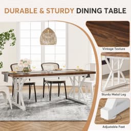 Tribesigns 70-inch Dining Table for 4-6, Farmhouse Kitchen Table with Large Tabletop, Rectangular Dinner Eating Table for Dining