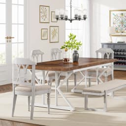 Tribesigns 70-inch Dining Table for 4-6, Farmhouse Kitchen Table with Large Tabletop, Rectangular Dinner Eating Table for Dining