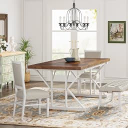 Tribesigns 70-inch Dining Table for 4-6, Farmhouse Kitchen Table with Large Tabletop, Rectangular Dinner Eating Table for Dining