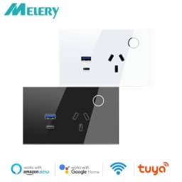 Melery WIFI Smart Tuya Wall Socket Australia Plug USB TYPE-C PD 30W Argentina Outlet Power Touch Remote by Alexa Google Home