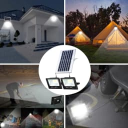 Solar floodlights are used for outdoor lighting in courtyard homes with remote control