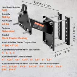 SucceBuy 160lbs Spare Tire Carrier with Mounting Screws Bracket Lugs On Bolt Patterns Tire Mount Wheel Holder for Trailers RV