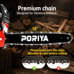 PORIYA 45cc Petrol Chainsaw Commercial 18" Bar Chain Saw E-Start Tree Pruning
