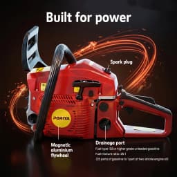 PORIYA 45cc Petrol Chainsaw Commercial 18" Bar Chain Saw E-Start Tree Pruning