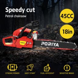 PORIYA 45cc Petrol Chainsaw Commercial 18" Bar Chain Saw E-Start Tree Pruning