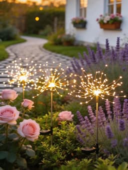 12pcs Solar Multi-Color Garden Lights,90LED Starburst String Lights,8-Mode,Wedding Christmas, Studio Lights for Party Festival