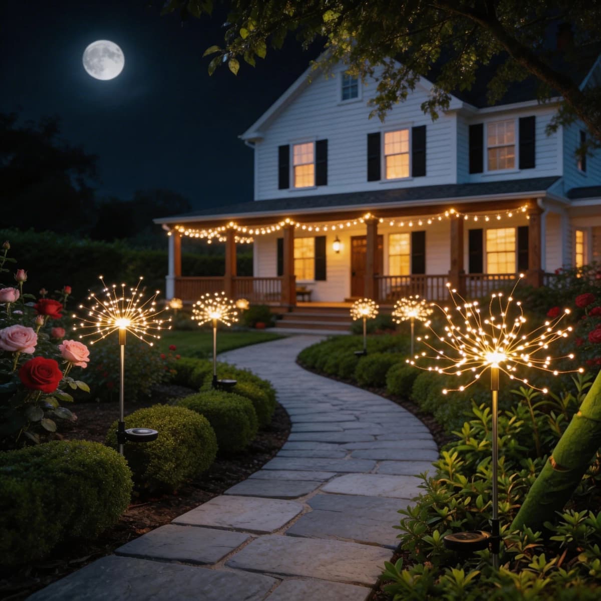 12pcs Solar Multi-Color Garden Lights,90LED Starburst String Lights,8-Mode,Wedding Christmas, Studio Lights for Party Festival