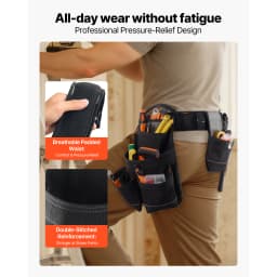 SucceBuy 18 Pockets Tool Belt 31-51in Adjustable Utility Tool Pouch Detachable Work Bag for Electrician Apron Tools Organizer