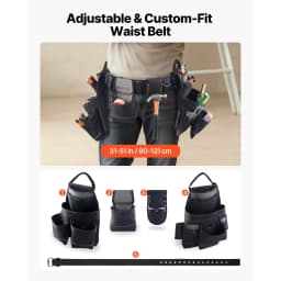 SucceBuy 18 Pockets Tool Belt 31-51in Adjustable Utility Tool Pouch Detachable Work Bag for Electrician Apron Tools Organizer